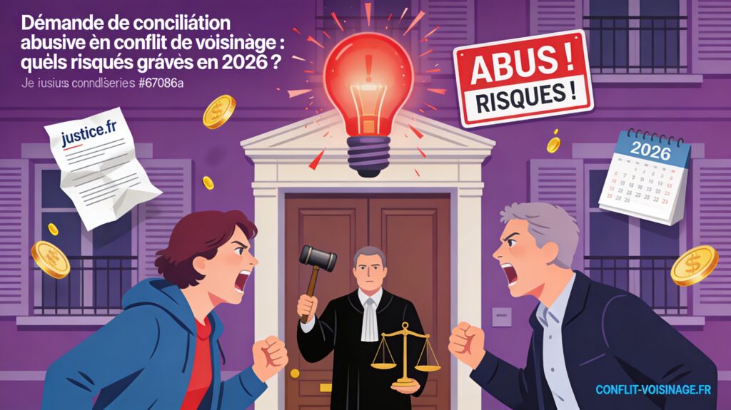 Demande de conciliation abusive en conflit de voisinage : quels risques graves en 2026 ?