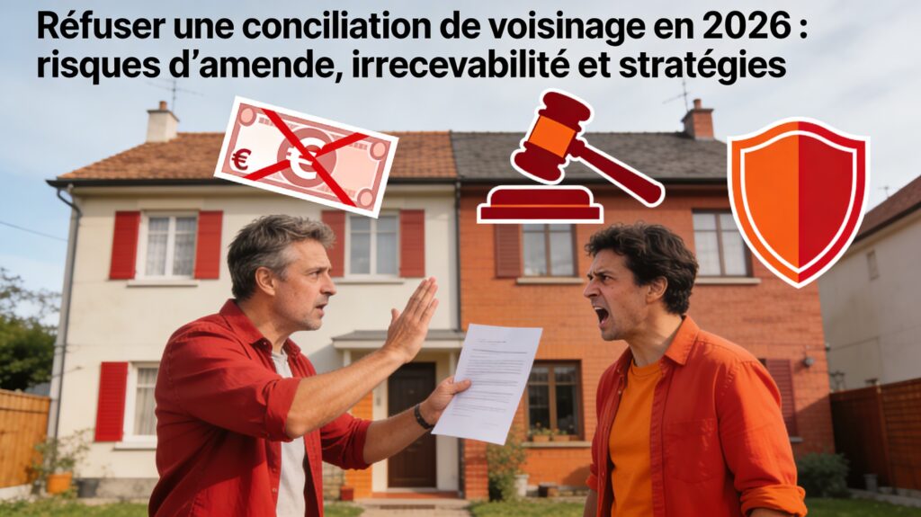Refuser une conciliation de voisinage en 2026 : risques d’amende, irrecevabilité et stratégies